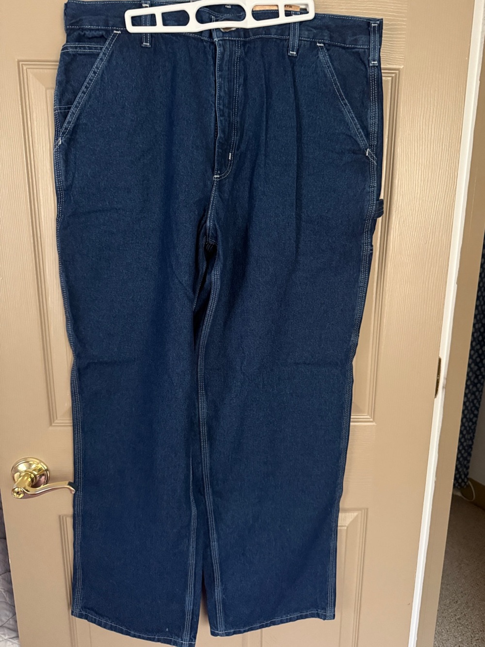 38X30 Carhartt Relaxed Fit Dark Blue Work Jeans
